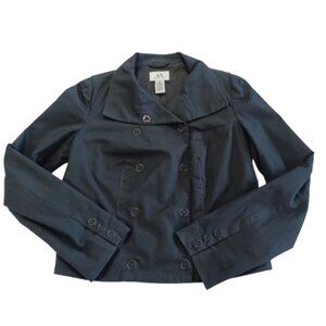 ARMANI EXCHANGE Luxury Cotton Stretch Black Moto Captain Button Down Jacket Top